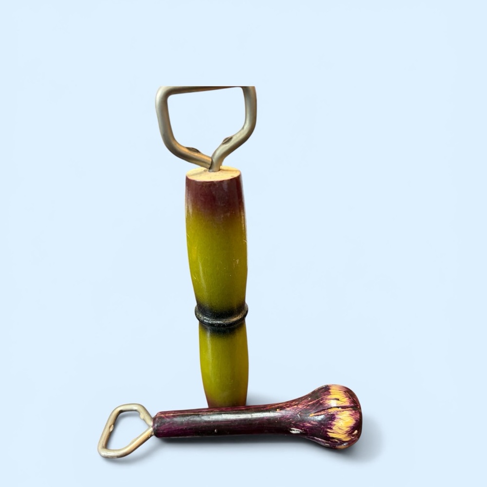 Colorful Bottle Openers Set of 2 vintage bar ware sugar cane bar brewery wine